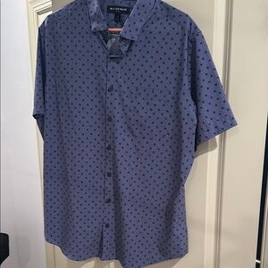 XL trim mizzen+main royal blue with prints short sleeve button up